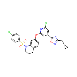 O=S(=O)(c1ccc(Cl)cc1)N1CCCc2ccc(Oc3cc(-c4nc(CC5CC5)no4)cc(Cl)n3)cc21 ZINC000103263417