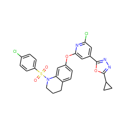 O=S(=O)(c1ccc(Cl)cc1)N1CCCc2ccc(Oc3cc(-c4nnc(C5CC5)o4)cc(Cl)n3)cc21 ZINC000103263425