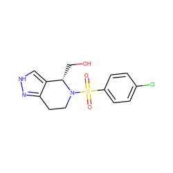 O=S(=O)(c1ccc(Cl)cc1)N1CCc2n[nH]cc2[C@@H]1CO ZINC000049069820