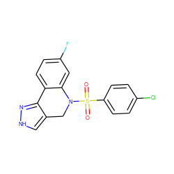 O=S(=O)(c1ccc(Cl)cc1)N1Cc2c[nH]nc2-c2ccc(F)cc21 ZINC000096906440