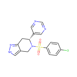 O=S(=O)(c1ccc(Cl)cc1)N1Cc2c[nH]nc2C[C@@H]1c1cncnc1 ZINC000049111540