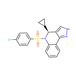 O=S(=O)(c1ccc(Cl)cc1)N1c2ccccc2-c2n[nH]cc2[C@@H]1C1CC1 ZINC000043176059