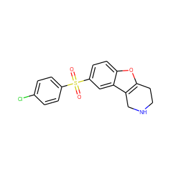 O=S(=O)(c1ccc(Cl)cc1)c1ccc2oc3c(c2c1)CNCC3 ZINC000143489911