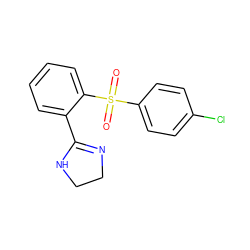 O=S(=O)(c1ccc(Cl)cc1)c1ccccc1C1=NCCN1 ZINC000001649577