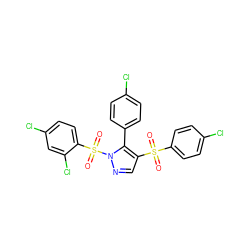 O=S(=O)(c1ccc(Cl)cc1)c1cnn(S(=O)(=O)c2ccc(Cl)cc2Cl)c1-c1ccc(Cl)cc1 ZINC000002146167