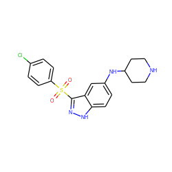 O=S(=O)(c1ccc(Cl)cc1)c1n[nH]c2ccc(NC3CCNCC3)cc12 ZINC000035278964