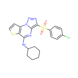 O=S(=O)(c1ccc(Cl)cc1)c1nnn2c1nc(NC1CCCCC1)c1sccc12 ZINC000008589348