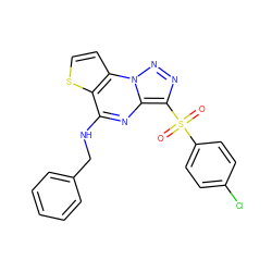 O=S(=O)(c1ccc(Cl)cc1)c1nnn2c1nc(NCc1ccccc1)c1sccc12 ZINC000008589333