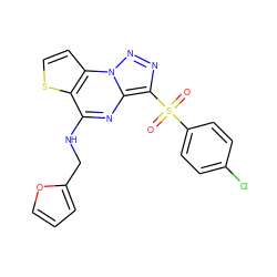 O=S(=O)(c1ccc(Cl)cc1)c1nnn2c1nc(NCc1ccco1)c1sccc12 ZINC000009971160