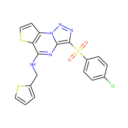 O=S(=O)(c1ccc(Cl)cc1)c1nnn2c1nc(NCc1cccs1)c1sccc12 ZINC000008589351