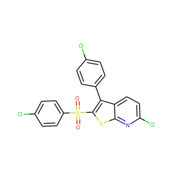 O=S(=O)(c1ccc(Cl)cc1)c1sc2nc(Cl)ccc2c1-c1ccc(Cl)cc1 ZINC000138729226