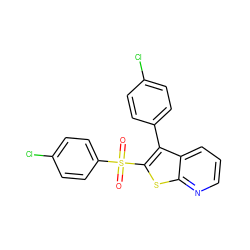 O=S(=O)(c1ccc(Cl)cc1)c1sc2ncccc2c1-c1ccc(Cl)cc1 ZINC000138687746