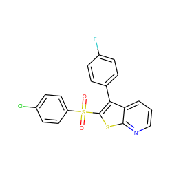 O=S(=O)(c1ccc(Cl)cc1)c1sc2ncccc2c1-c1ccc(F)cc1 ZINC000299871427