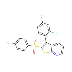 O=S(=O)(c1ccc(Cl)cc1)c1sc2ncccc2c1-c1ccc(F)cc1F ZINC000149906763