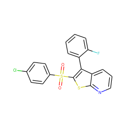 O=S(=O)(c1ccc(Cl)cc1)c1sc2ncccc2c1-c1ccccc1F ZINC000149344474