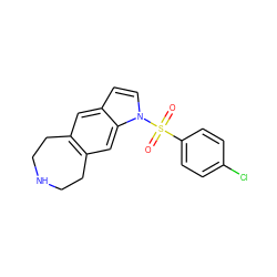 O=S(=O)(c1ccc(Cl)cc1)n1ccc2cc3c(cc21)CCNCC3 ZINC000040917276