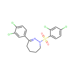 O=S(=O)(c1ccc(Cl)cc1Cl)N1CCCCC(c2ccc(Cl)c(Cl)c2)=N1 ZINC000040763320