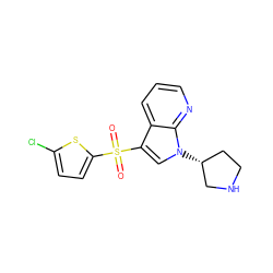 O=S(=O)(c1ccc(Cl)s1)c1cn([C@@H]2CCNC2)c2ncccc12 ZINC000064479857