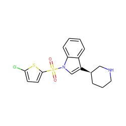 O=S(=O)(c1ccc(Cl)s1)n1cc([C@@H]2CCCNC2)c2ccccc21 ZINC000028524773