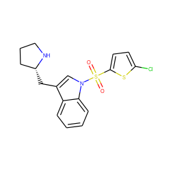 O=S(=O)(c1ccc(Cl)s1)n1cc(C[C@@H]2CCCN2)c2ccccc21 ZINC000028526552