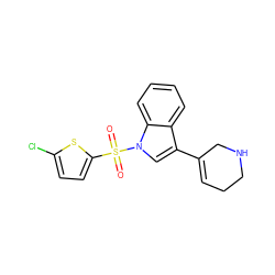 O=S(=O)(c1ccc(Cl)s1)n1cc(C2=CCCNC2)c2ccccc21 ZINC000028525809