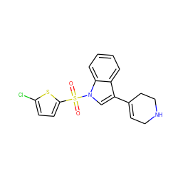 O=S(=O)(c1ccc(Cl)s1)n1cc(C2=CCNCC2)c2ccccc21 ZINC000028130048