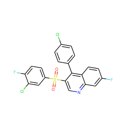 O=S(=O)(c1ccc(F)c(Cl)c1)c1cnc2cc(F)ccc2c1-c1ccc(Cl)cc1 ZINC000115923380