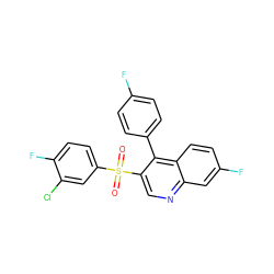 O=S(=O)(c1ccc(F)c(Cl)c1)c1cnc2cc(F)ccc2c1-c1ccc(F)cc1 ZINC000115917757