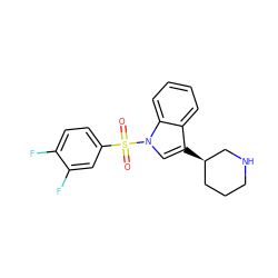 O=S(=O)(c1ccc(F)c(F)c1)n1cc([C@@H]2CCCNC2)c2ccccc21 ZINC000028525728