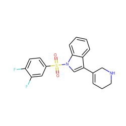 O=S(=O)(c1ccc(F)c(F)c1)n1cc(C2=CCCNC2)c2ccccc21 ZINC000028526368