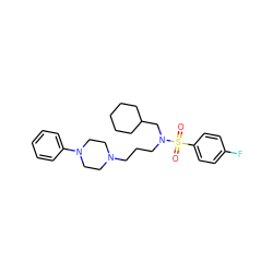 O=S(=O)(c1ccc(F)cc1)N(CCCN1CCN(c2ccccc2)CC1)CC1CCCCC1 ZINC000045371167