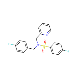 O=S(=O)(c1ccc(F)cc1)N(Cc1ccc(F)cc1)Cc1ccccn1 ZINC000103239933