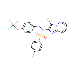 O=S(=O)(c1ccc(F)cc1)N(Cc1ccc(OC(F)(F)F)cc1)c1nc2ccccn2c1Cl ZINC000167636216