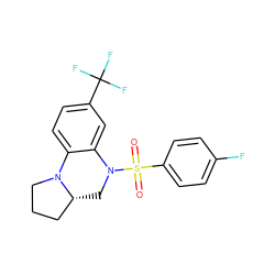 O=S(=O)(c1ccc(F)cc1)N1C[C@@H]2CCCN2c2ccc(C(F)(F)F)cc21 ZINC000001385095