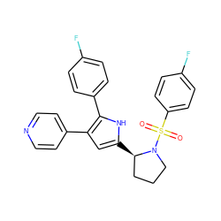 O=S(=O)(c1ccc(F)cc1)N1CCC[C@H]1c1cc(-c2ccncc2)c(-c2ccc(F)cc2)[nH]1 ZINC000036160914