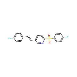 O=S(=O)(c1ccc(F)cc1)c1ccc(/C=C/c2ccc(F)cc2)cn1 ZINC000028889276