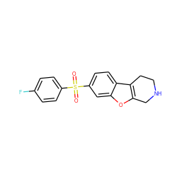 O=S(=O)(c1ccc(F)cc1)c1ccc2c3c(oc2c1)CNCC3 ZINC000073224738