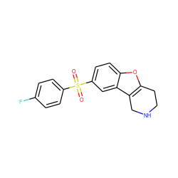 O=S(=O)(c1ccc(F)cc1)c1ccc2oc3c(c2c1)CNCC3 ZINC000143352926