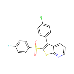 O=S(=O)(c1ccc(F)cc1)c1sc2ncccc2c1-c1ccc(Cl)cc1 ZINC000138687879