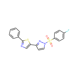 O=S(=O)(c1ccc(F)cc1)n1ccc(-c2cnc(-c3ccccc3)s2)n1 ZINC000001389012