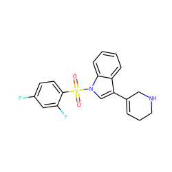 O=S(=O)(c1ccc(F)cc1F)n1cc(C2=CCCNC2)c2ccccc21 ZINC000028525568