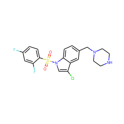 O=S(=O)(c1ccc(F)cc1F)n1cc(Cl)c2cc(CN3CCNCC3)ccc21 ZINC000071280703