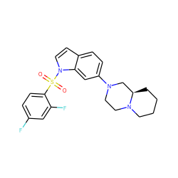 O=S(=O)(c1ccc(F)cc1F)n1ccc2ccc(N3CCN4CCCC[C@@H]4C3)cc21 ZINC000029462412