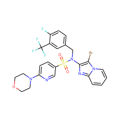 O=S(=O)(c1ccc(N2CCOCC2)nc1)N(Cc1ccc(F)c(C(F)(F)F)c1)c1nc2ccccn2c1Br ZINC000167644967