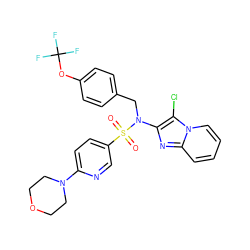 O=S(=O)(c1ccc(N2CCOCC2)nc1)N(Cc1ccc(OC(F)(F)F)cc1)c1nc2ccccn2c1Cl ZINC000167647255