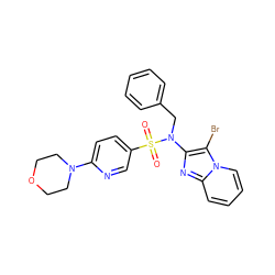 O=S(=O)(c1ccc(N2CCOCC2)nc1)N(Cc1ccccc1)c1nc2ccccn2c1Br ZINC000167644331