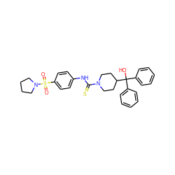 O=S(=O)(c1ccc(NC(=S)N2CCC(C(O)(c3ccccc3)c3ccccc3)CC2)cc1)N1CCCC1 ZINC000084669977