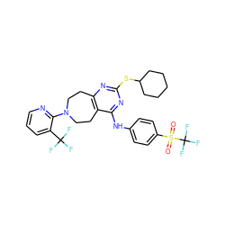 O=S(=O)(c1ccc(Nc2nc(SC3CCCCC3)nc3c2CCN(c2ncccc2C(F)(F)F)CC3)cc1)C(F)(F)F ZINC000200431373