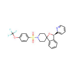 O=S(=O)(c1ccc(OC(F)(F)F)cc1)N1CCC2(CC1)O[C@@H](c1ccccn1)c1ccccc12 ZINC000072317819