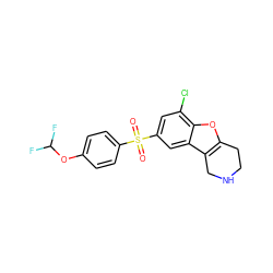 O=S(=O)(c1ccc(OC(F)F)cc1)c1cc(Cl)c2oc3c(c2c1)CNCC3 ZINC000473219268